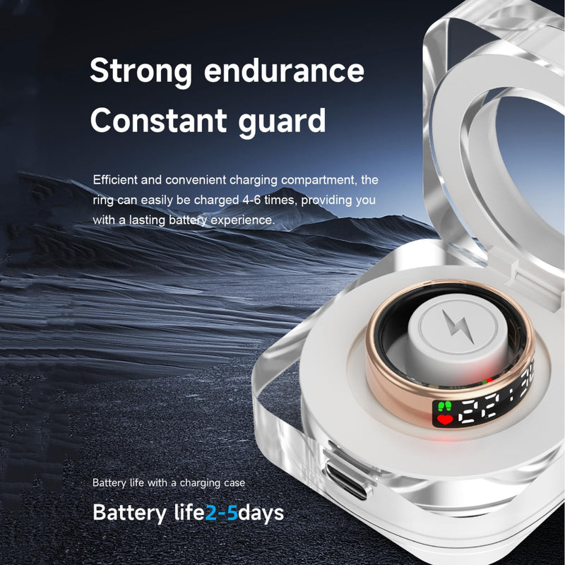 Smart Ring Fitness Sleep Health Tracker Rings for Men Women, LED Display Smart Ring Health Tracker Heart Rate, Blood Oxygen, Sleep & Step Monitor, No Subscription, IP68 Waterproof (Gold #10) Gold