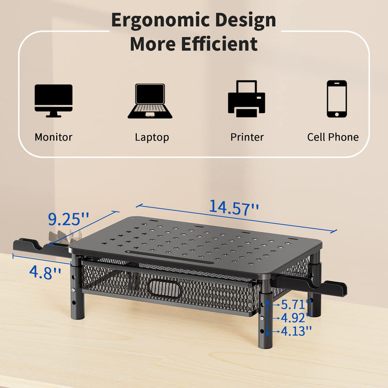 Zimilar 2 Pack Monitor Stand Riser+2 Pack Monitor Stand Riser with Metal Drawer and Phone Holder