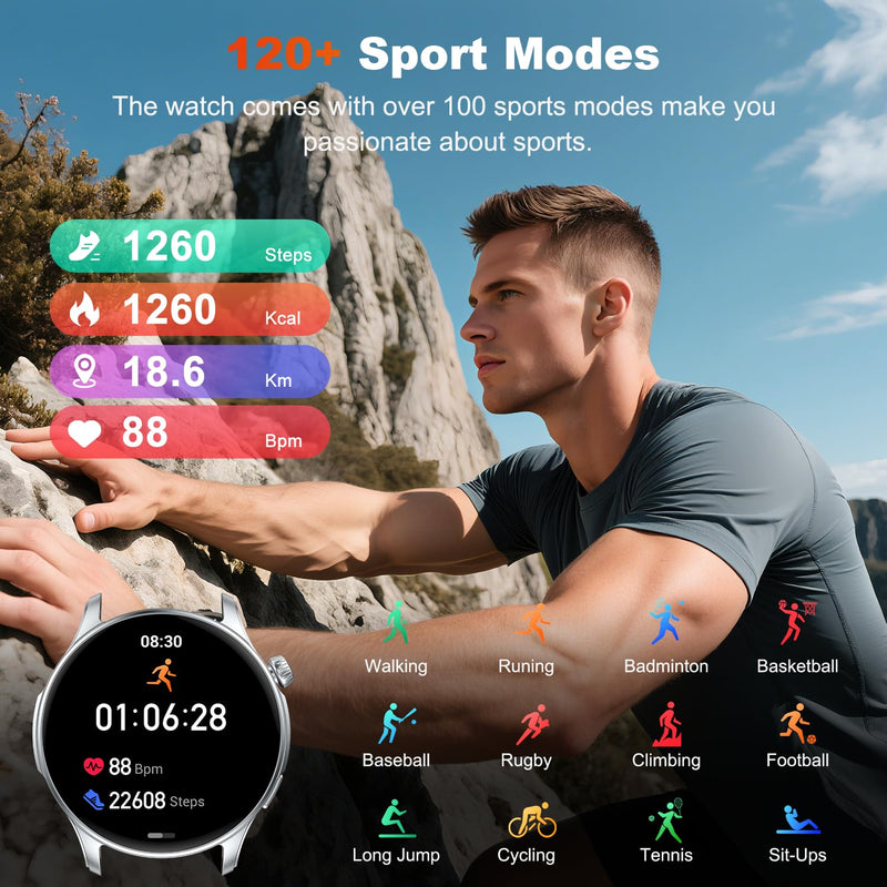 Smart Watch for Men Women Fitness: Make Answer Call Running Digital Mens Watches Waterproof Smartwatch Android Phone iPhone Samsung Compatible Step Pedometer Tracker Heart Rate Sleep SpO2 Monitor