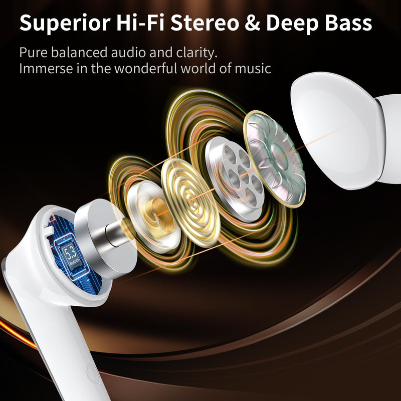 Monster N-Lite 203 AirLinks Wireless Earbuds, Bluetooth 5.3 Headphones HiFi Stereo, Wireless Earphones with 30H Playback, Type-C Charging, HD Clear Call, Touch Control, IPX6 Waterproof in-Ear Earbuds