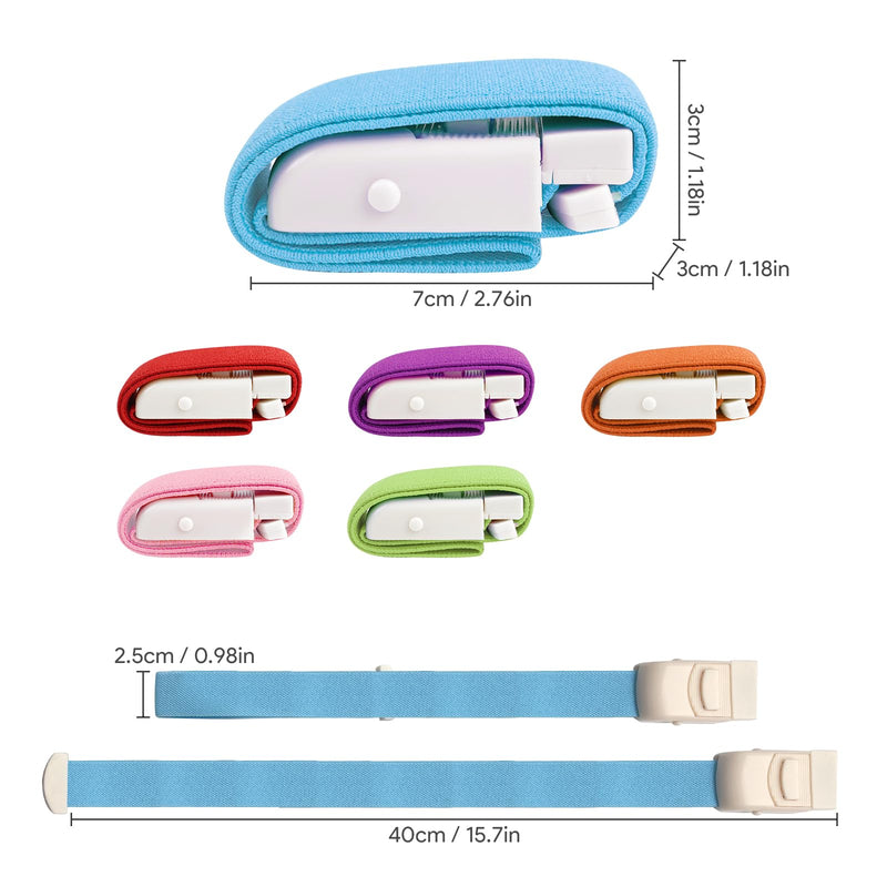 Pack of 6 Storage Hose, Highly Flexible Tourniquet, Elastic Storage Hose, Blood Drawing, Vein Congestion for Outdoor Sports, Medical Emergencies, Blood Collection, Wound Care (Bright Colour) Bright colour