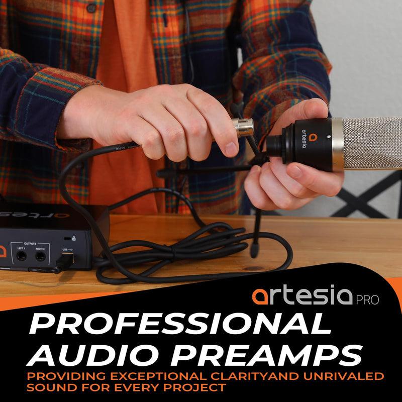 Artesia A22xt USB Audio Interface With 24Bit/96khz High-Resolution Recording, 48V Phantom Power, XLR Input, Professional Audio Interface for Music Production, Streaming, Podcasting