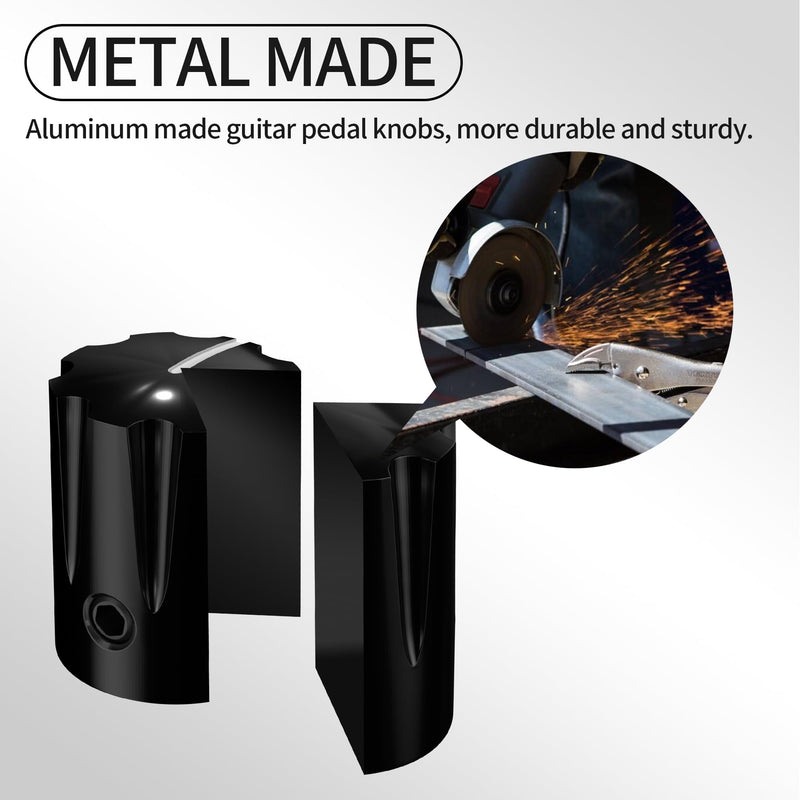 DaierTek Guitar Pedal Knob Metal 6.35MM Potentiometer Knob 1/4 Shaft Control Knob Black Aluminum Apilifier Knob with Set Screw for Effect Pedal AMP Replacement -6pcs
