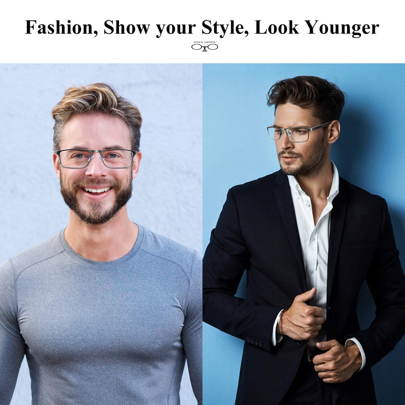 [AUSTRALIA] - 3 Pack Blue light Blocking Reading Glasses for Men, Stylish Metal Frame Readers 3 Pack Mix Color 2.0 x 