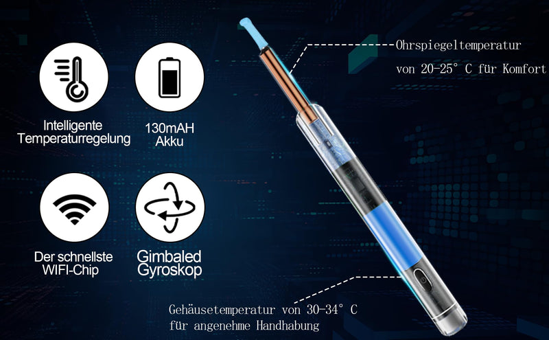 LEBEXY Ear Cleaner Ear Wax Remover Otoscope 1920P WiFi Ear Cleaner Camera with 6 LEDs Ear Camera 10 mm Focal Length Ear Endoscope Ear Cleaning Ear Mirror for Android/IOS/Harmony OS