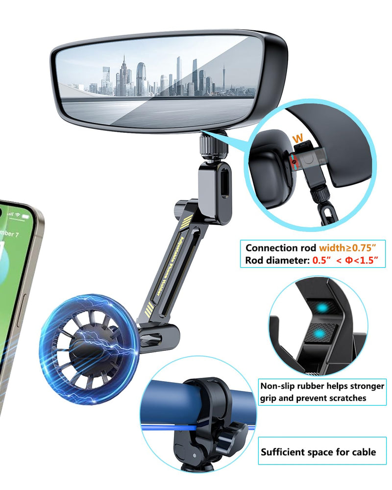 Magnetic Phone Holder for Car, Rear View Mirror Phone Holder Car Mount Magsafe 360 Adjustable with Metal Body, Aluminum Alloy Rearview Cellphone Stand Fit for iPhone 16 15 14 13 12 Series