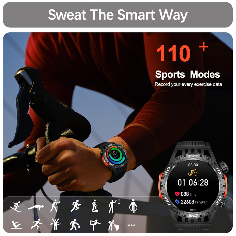 Military Smart Watch for Men 1.46" Outdoor Tactical Sports Smartwatch with Answer/Make Call,Fitness Watch,Blood Oxygen,Heart Rate and Sleep Monitor Compatible with iPhone and Android Phones, Black