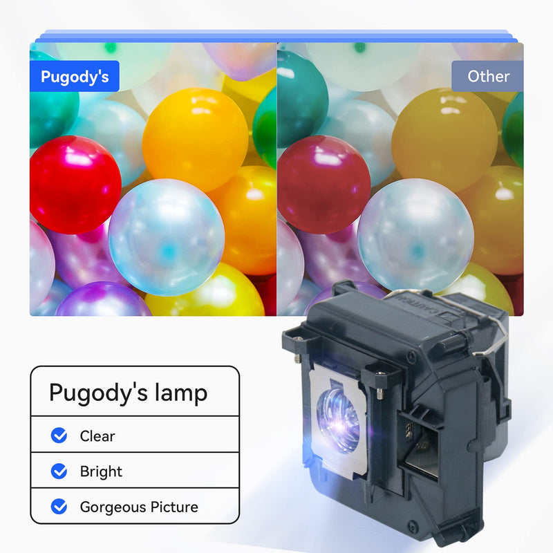 Pugody ELPLP68/V13H010L68 Replacement Projector Lamp Bulb for Epson PowerLite Home Cinema 3010 3010E 3020E H421A H421C H422A H422C H450A H450C EH-TW5810C TW5900 TW5910W TW6000W TW6100W TW6510C TW6515C