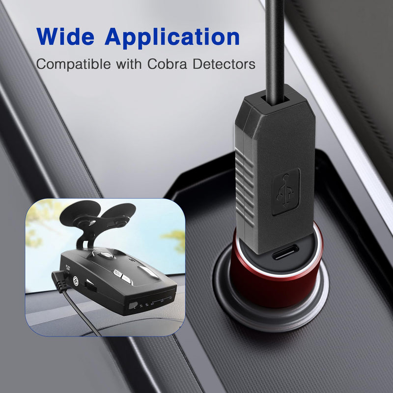 Radar Detector Power Cable for Cobra RAD350 380 450 480i 700i XRS9370 955 5300 9940 SPX 5300 5521 7700 ESR700 ESD737 767 SLR Vendetta 500,Power Cord for Cobra,Car Replacement Charging Cable 6.56ft DC3.5-6.56FT
