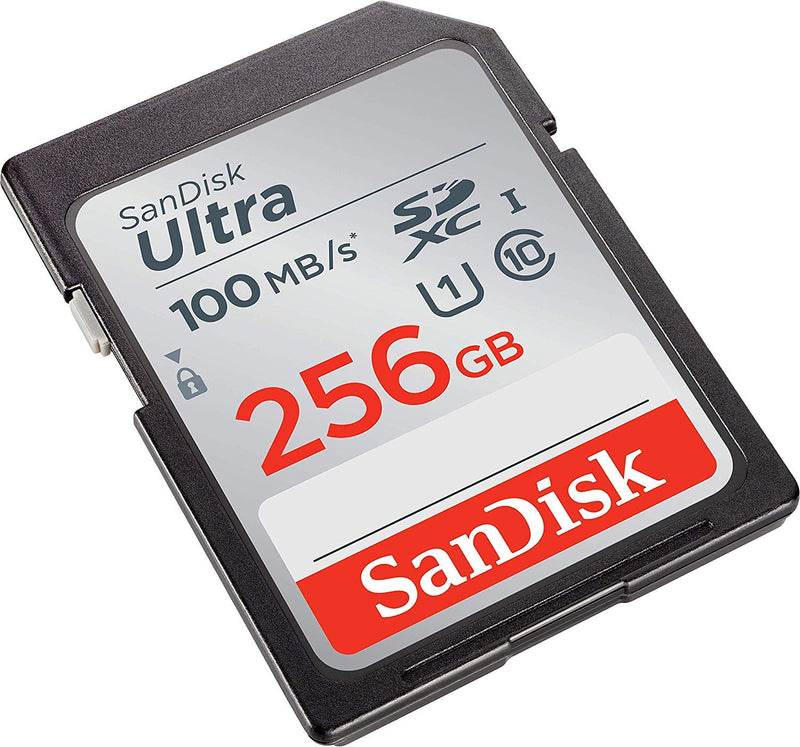 SanDisk 256GB SD Ultra Memory Card for Camera Canon Powershot Works with ELPH 180, 190 is, SX420 is, SX610 HS (SDSDUNR-256G-GN6IN) Bundle with (1) Everything But Stromboli SDXC & Micro Card Reader