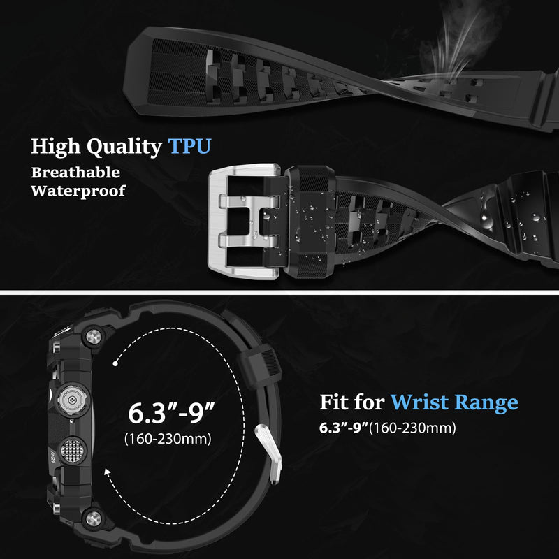 SUPLINK Rugged Case with Sport Band for 44mm Apple Watch Bands Silver and Stainless Steel Apple Watch Band for Men Gold