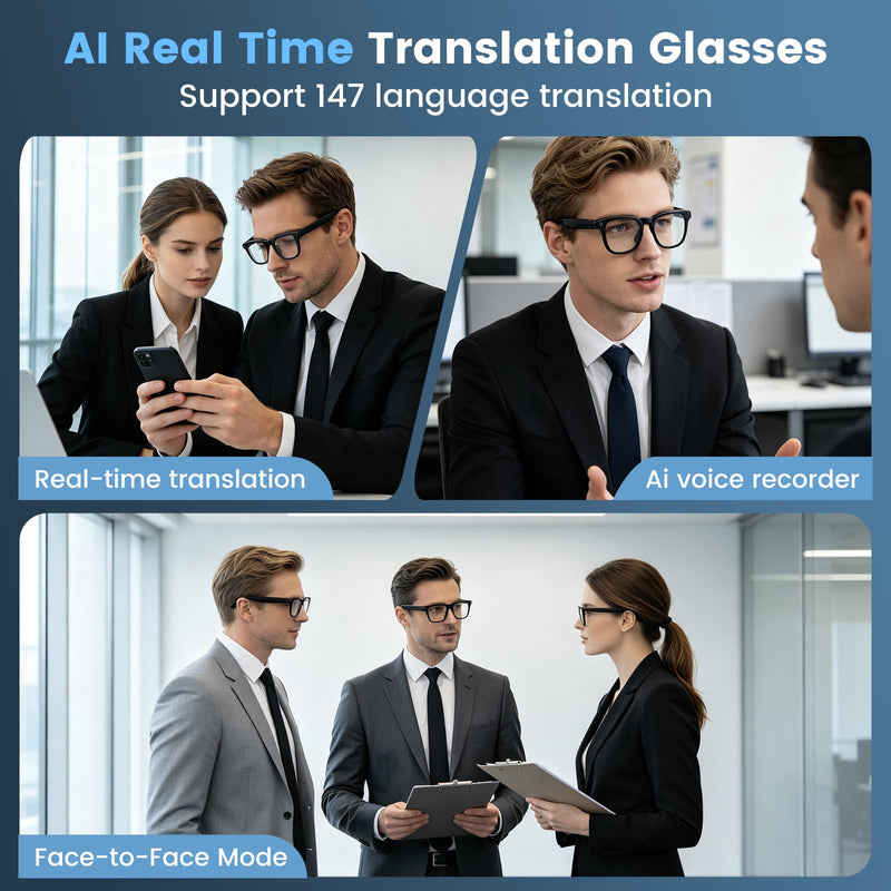 AI Smart Glasses with Camera, 4K HD Video and Recording | 4K HD Video & Photo Capture, Real-Time Translation, Open-Ear Audio, Object Recognition, Bluetooth #1
