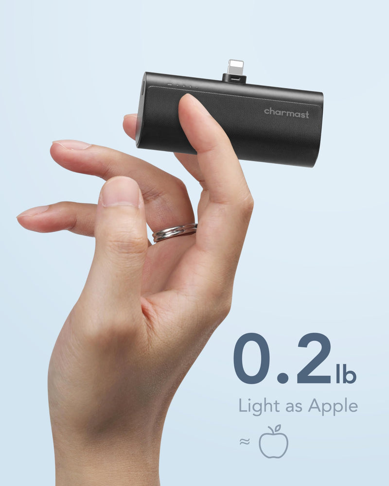 Charmast Small Portable Charger 5000mAh, Ultra-Compact 20W PD Fast Charging Power Bank Mini Battery Pack Compatible with iPhone 14/14 Pro Max/13/13 Pro Max/12/12 Pro Max/11/XR/X/8/7/6, and More A Black