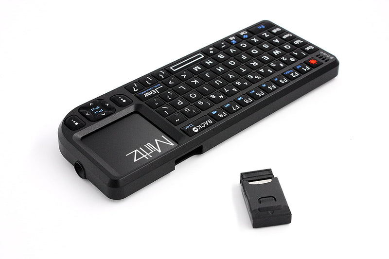 Miritz 2.4G Wireless Mini Keyboard and Mouse Touchpad Remote Control with Laser Pointer ,for Windows/Android/Google/Smart TV/HTPC/IPTV/Mac OS/Linux Black