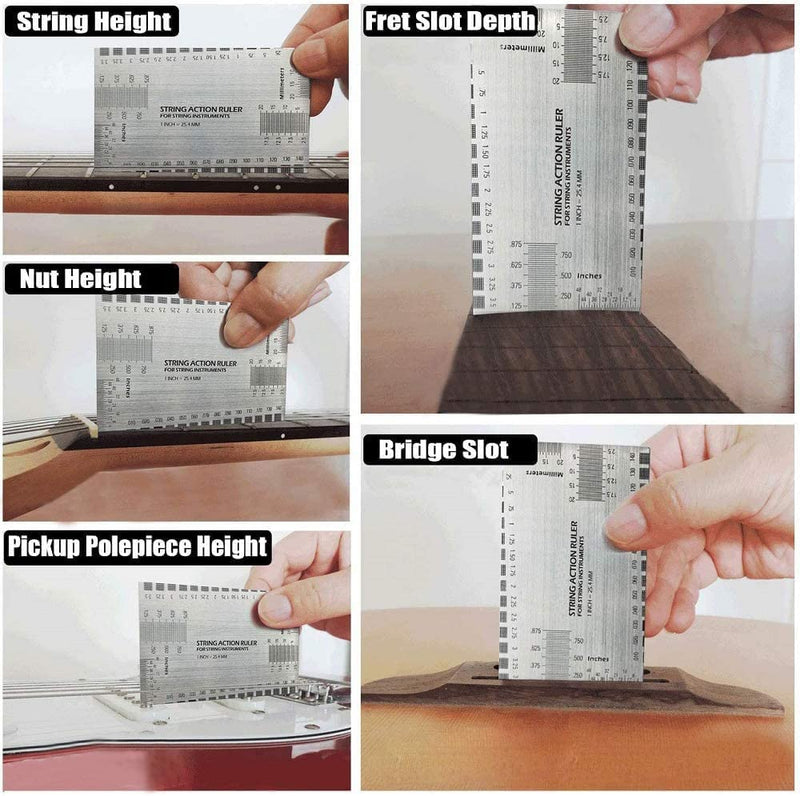 [AUSTRALIA] - String Action Gauge Ruler, Guitar Height Gauge Set Up Tool for Electric Bass and Acoustic Guitar 