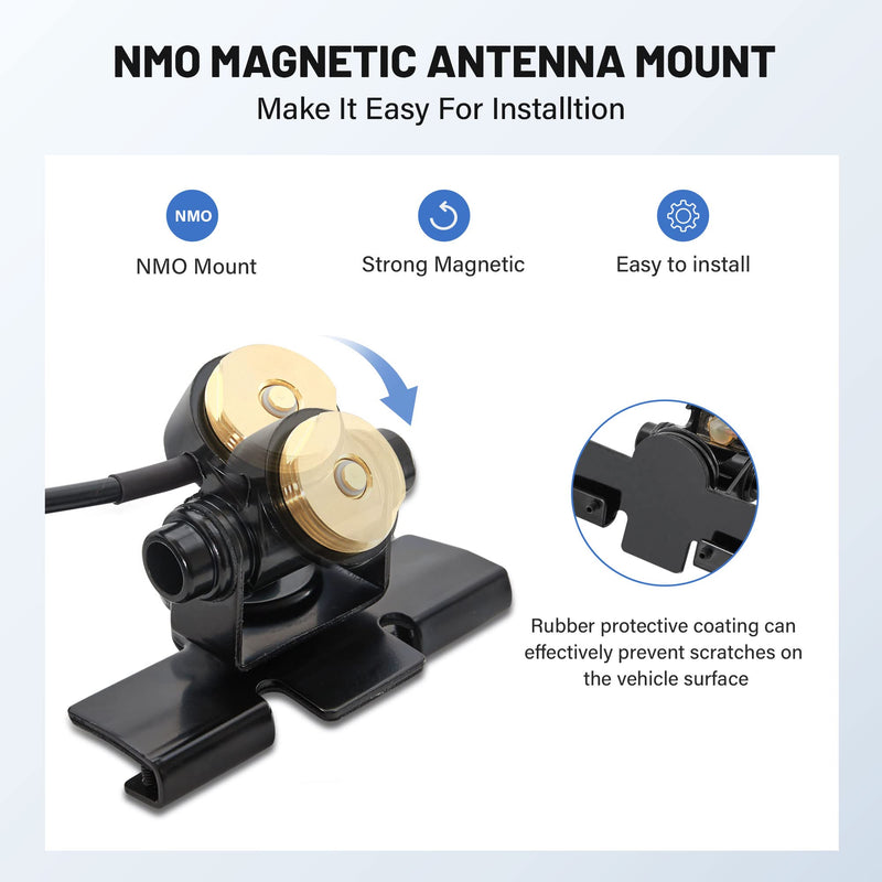 Anina Adjustable NMO Antenna Lip Hatchback Mount Bracket Through Hole Fixed W/NMO Mount Cap 16.5 ft UHF PL259 Male RG58 Pure Copper Coaxial Cable for Vehicle Car Ham Mobile Radio No Drill Installation