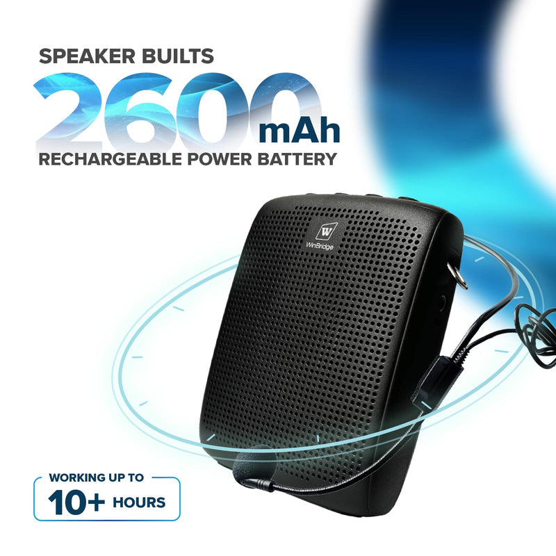 WinBridge Portable Voice Amplifier with Wired Headset Microphone, Small Bluetooth Speaker with Mic,Personal Microphone Speaker for Teachers, Trainers Coaches, Instructors, Tour guides, Public Speakers