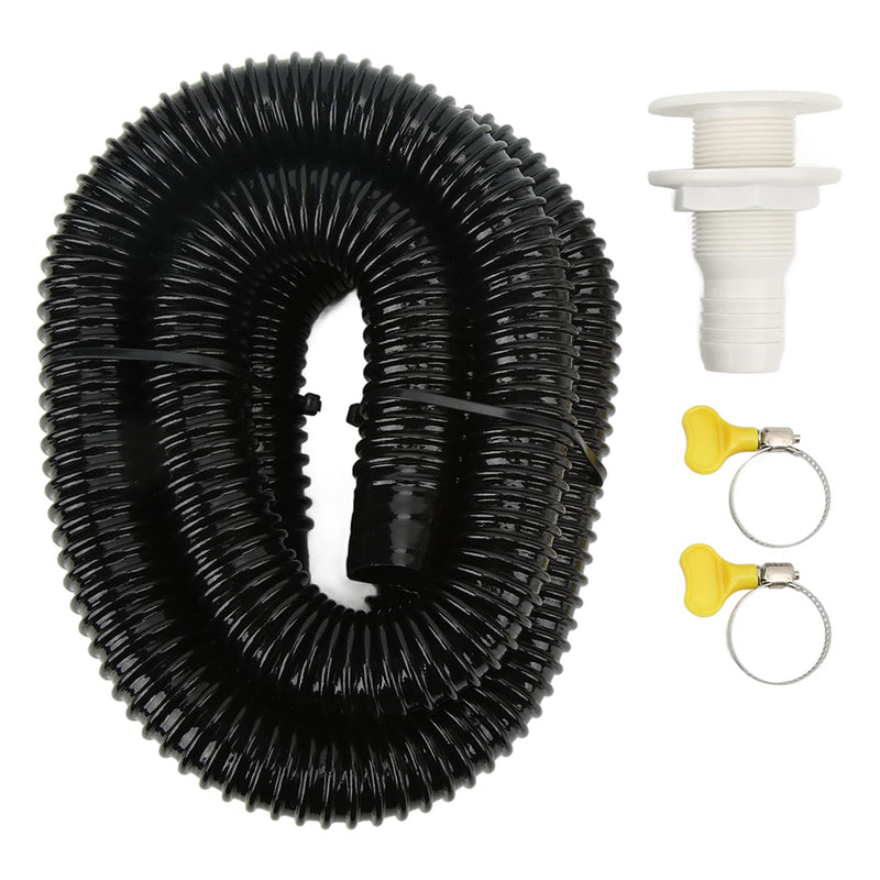 Boat Pump Hose Marine Bilge Pump Installation Kit with Hose Clamps Thru Hull Fitting for Boats Yachts RVs (Black 1 1/8in) Black 1 1/8in