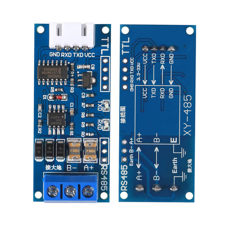 2Pack TTL to RS485 Adapter Module, 485 to TTL 3.3V/5.0V Signals Serial Port Power Supply Converter with Indicator Lights