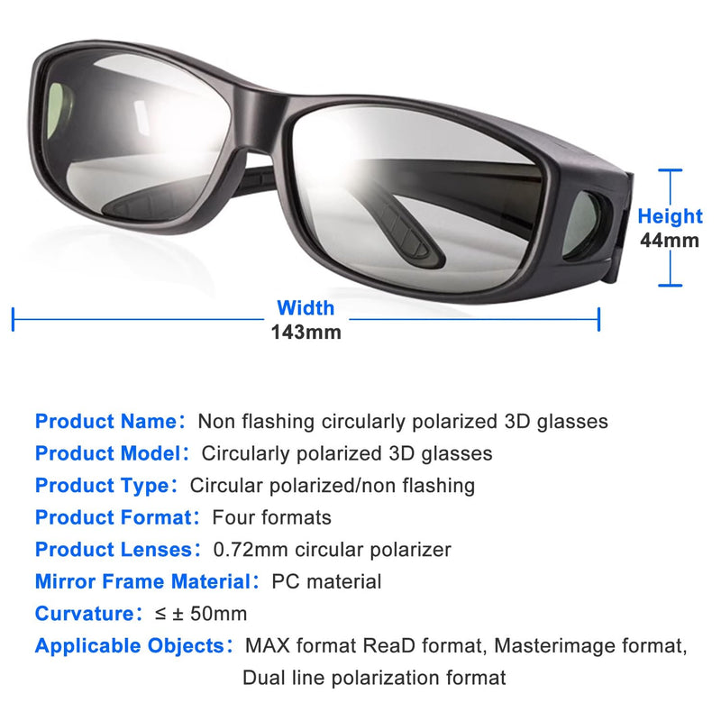 RealD 3D Glasses, IMAX 3D Glasses,2Pcs 3D Glasses,Frosting and Polishing Black Frame, Resin Lens 3D Movie Style Glasses Technology 3D Polarized Glasses 3D Viewing Glasses for TV/Movies/Cinema/HD