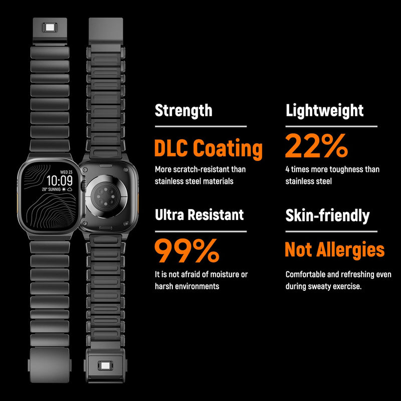Magnetic Titanium Band Compatible with Apple Watch Ultra 3/2/1 Band 49mm Series 11 10 46mm 45mm 44mm 42mm SE 3/2/1 9 8 7 6 5 4,Luxury Silicone Dual-Layer Link For iwatch Men Women Black 49mm/46mm/45mm/44mm/42mm(Series 3 2 1)