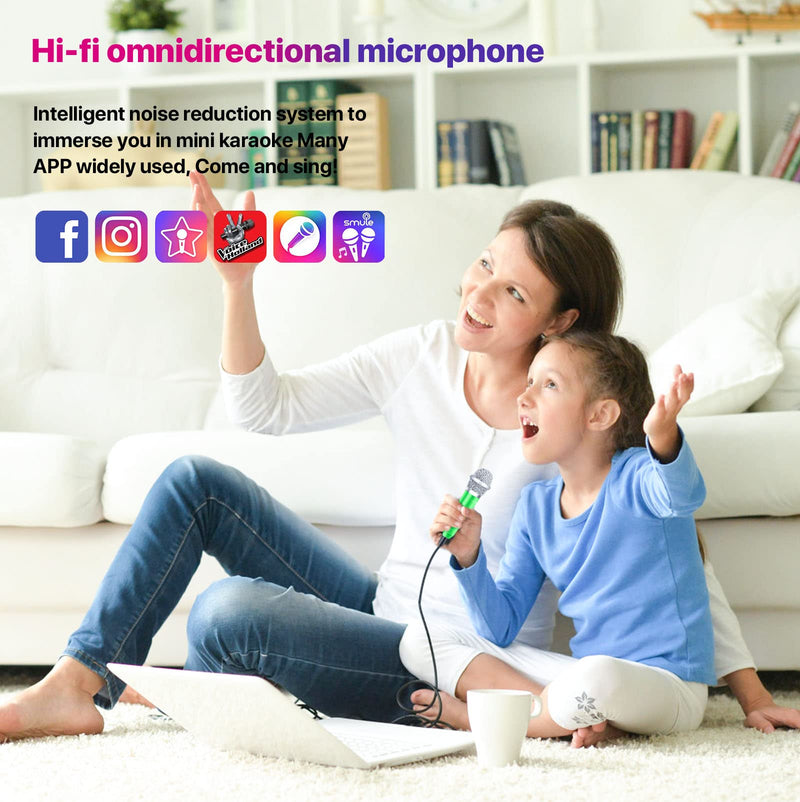 Mini Microphone,Tiny Microphone,Phone Microphone, Asmr Microphone,Mini Karaoke Microphone,forVoiceRecording Chatting and Singing on iPhone,Android,PC(Green) Green