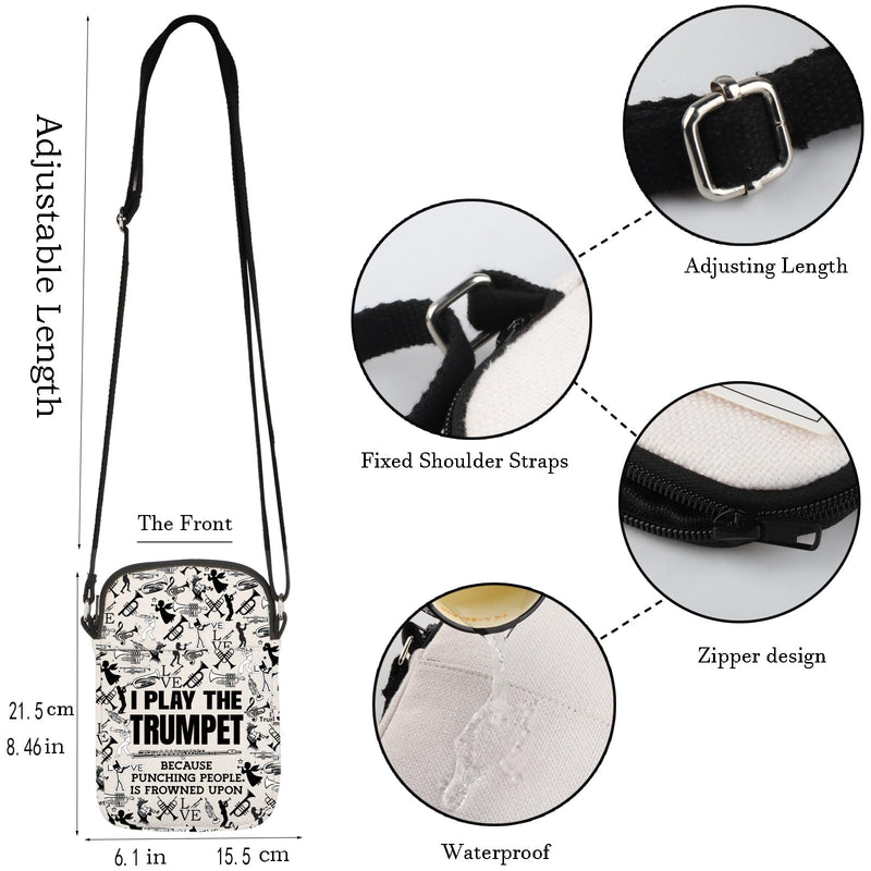 WCGXKO Orchestra Trumpeter Zipper Crossbody Bag Trumpet Player Gift Brass Band Trumpeter Messenger Bag for Trumpet Musician Play the Trumpet Cr