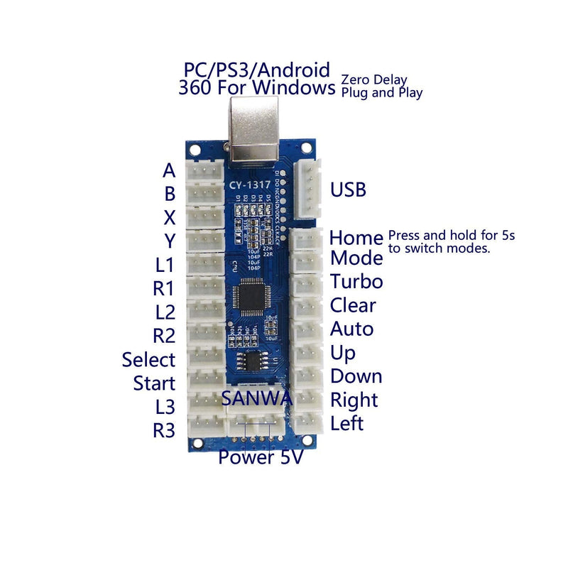 SJ@JX Arcade USB Encoder LED Zero Delay Arcade Controller PC PS3 Android Arcade DIY Kit LED Arcade LED Button Red