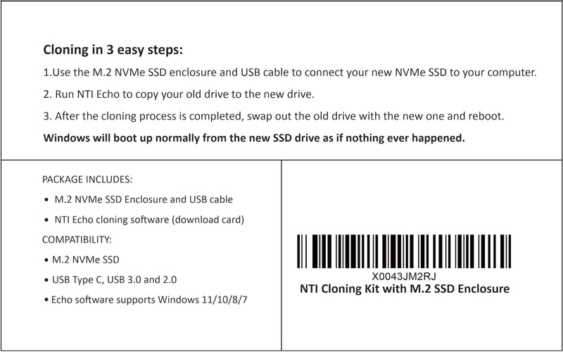 NTI Cloning Kit | NEW Version 7 Software | Special Edition for M.2 NVMe SSD | Best for SSD Upgrades | Enclosure Case and Cable Included for M.2 NVMe SSD | Software Download
