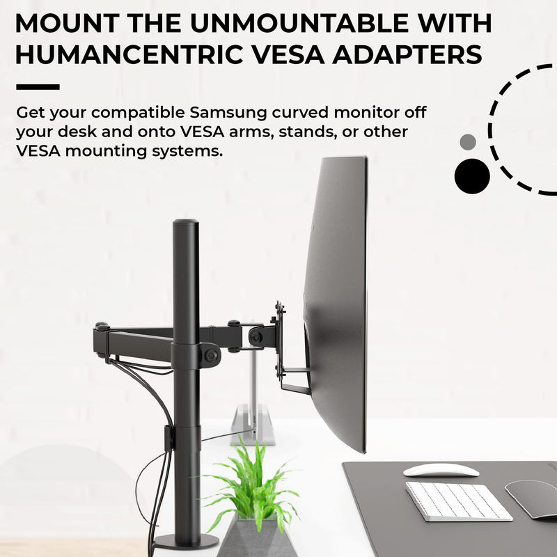HumanCentric VESA Mount Adapter for Samsung Curved Monitors | Fits U32R590, U32R590C, U32R592, U32R591, Adapter for VESA Stand, Arm or Desk Mount, 75x75 & 100x100mm Pattern