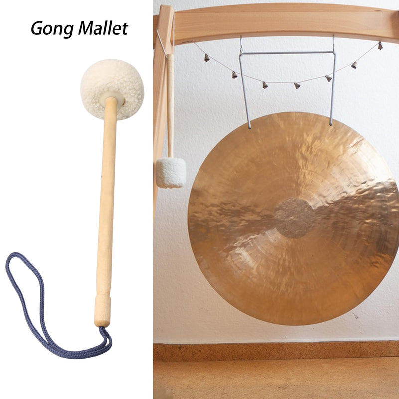14 Inch Soft Wool Gong Mallet Felt Head Dia 80mm With Wooden Handle