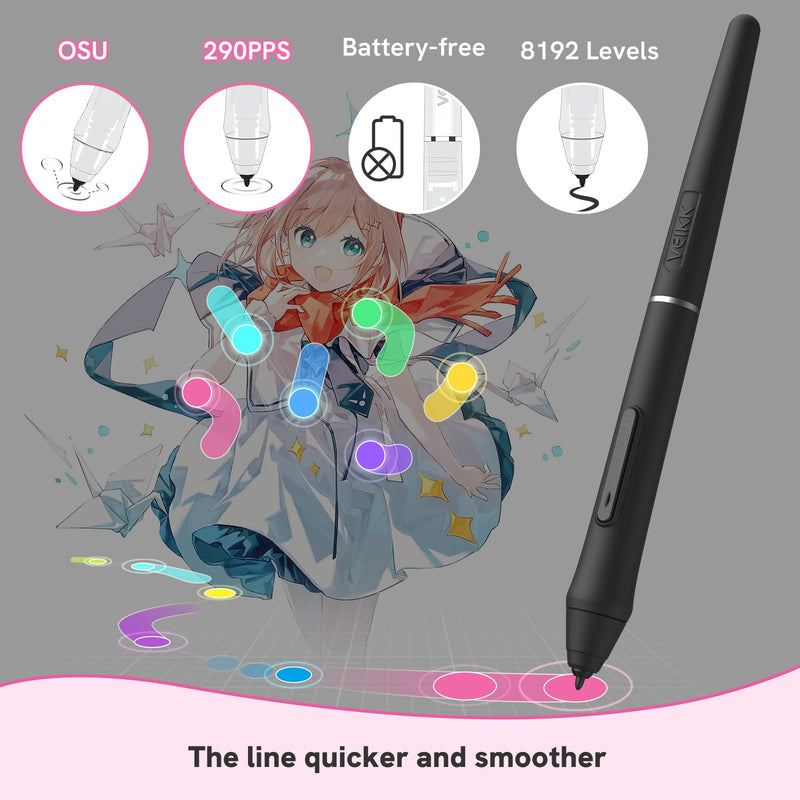 VEIKK Drawing Tablet OSU Tablet, Computer Graphics Tablets Art Tablet Portable VK430 4x3 inch, with 4 Shortcut Keys 8192 Levels Battery-Free Stylus Pen, Compatible with Mac/Window/Android Phone/Chrome