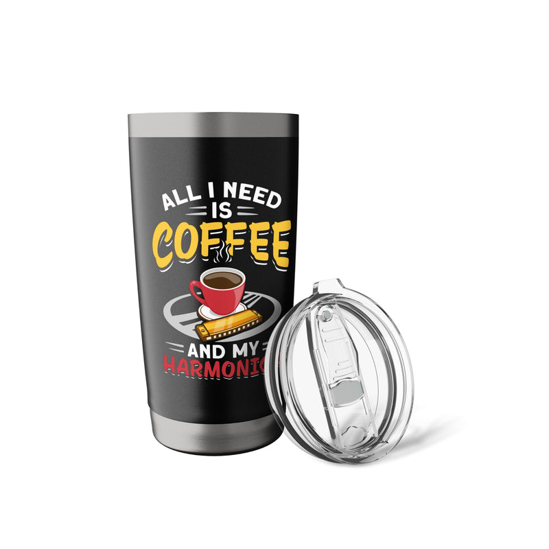 [AUSTRALIA] - Music Instrument Mouth Organ Coffee And My Harmonica Stainless Steel Insulated Tumbler 20 Ounces Black 