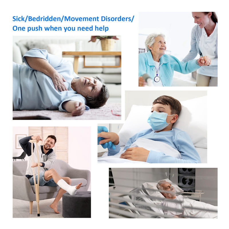 Wireless Caregiver Pager, Emergency Panic Call Button, Medical Alert Systems with 2-SOS Buttons and 2-Pagers for Seniors/Elderly at Home, 500+ ft Range Nurse Calling & Patient Assistance Alert 2 call buttons + 2 receivers