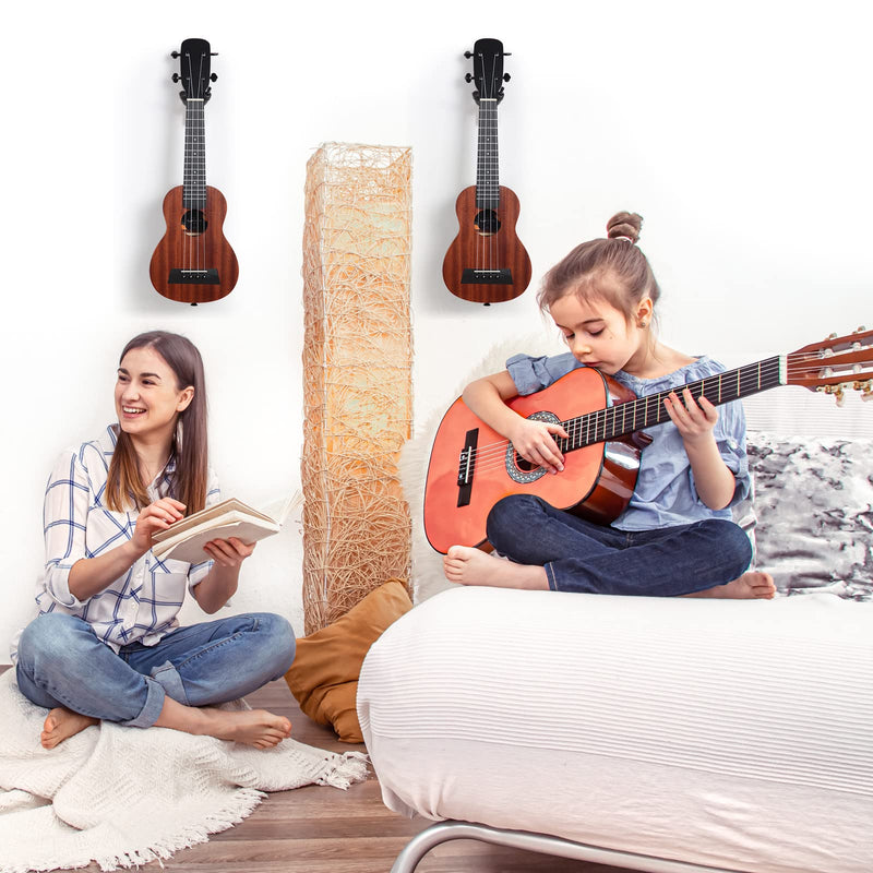 Tatuo 4 Pcs Violin Wall Mount Hanger Violin and Viola Hanger Metal Wooden Guitar Violin Stand with Bow Holder Music Room Decor with Screws for Home Studio String Instrument Accessories Art Practice