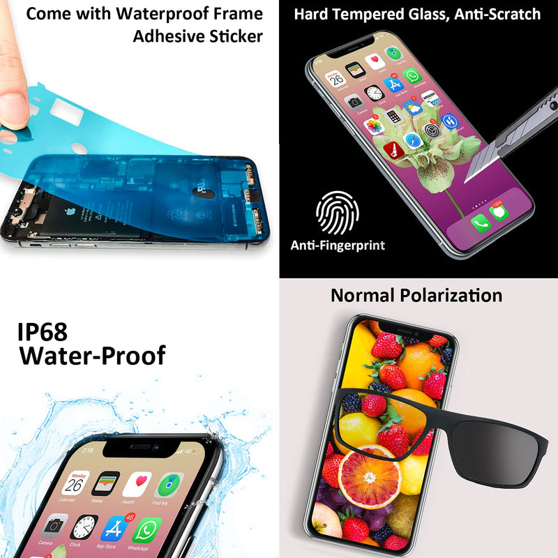 Brinonac for iPhone X OLED Screen Replacement Kit, 5.8 inch 3D Touch Screen Display Digitizer Frame Assembly Set with Repair Tools and Tempered Glass Protector