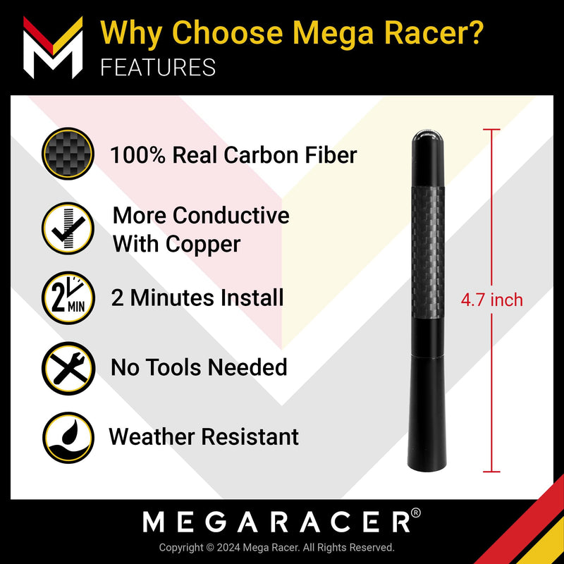 Carbon Fiber Truck Antenna - Chevy Silverado 1500 & GMC Sierra 1500 2500 3500 Accessory (Year 1999-2024), Antena para Carro, Short Car Antenna Topper Replacement (5 Inch - Black) 5 Inch