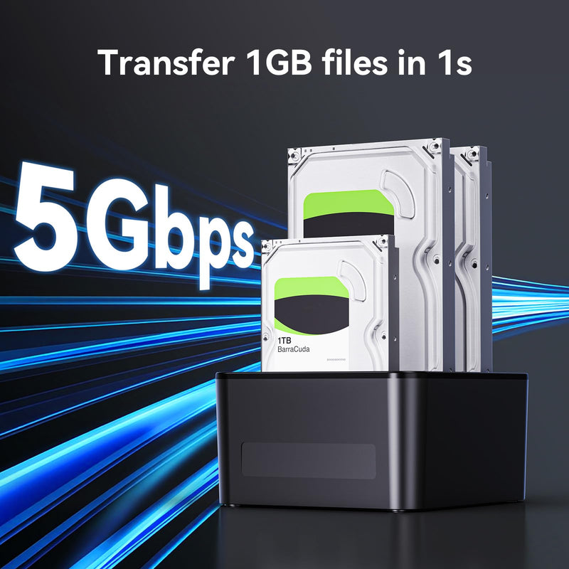 CENMATE 3 Bay Hard Drive Enclosure for 2.5“/3.5" SATA HDD/SSD with USB A/C 3.0, Hard Drive Enclosure Support Hot Swappable, Tool-Free HDD Enclosure 637-1