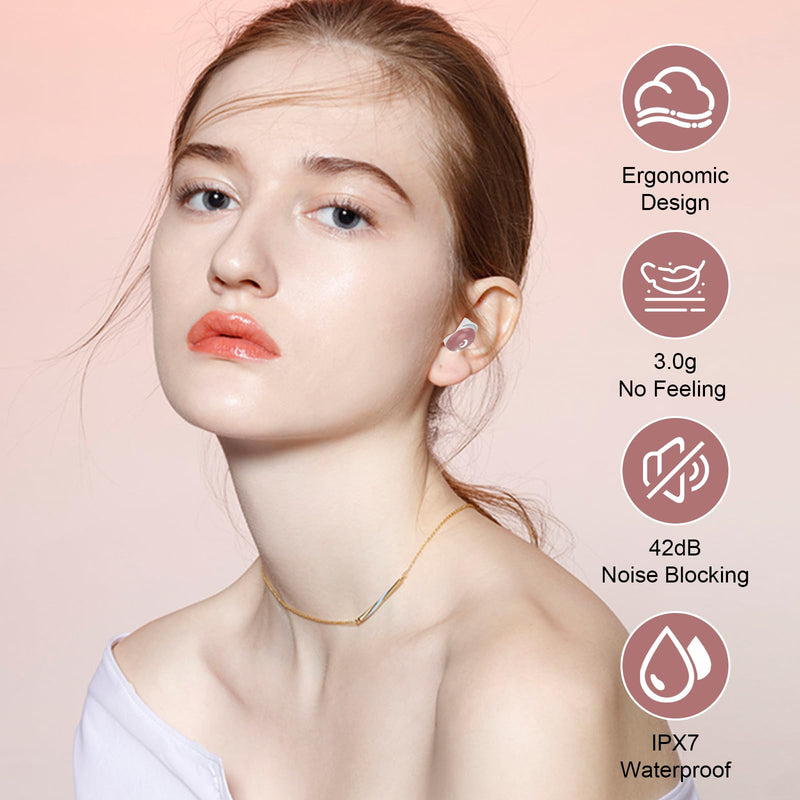 2026 Sleep Earbuds Bluetooth 5.4 in Ear Smart Touch Screen Ear Buds, 48H Playtime Mini Sleep Headphones Small Design for Side Sleepers, 5 EQ Modes, Crystal-Clear Calls, IPX7 Waterproof Earphones Rose Bright Pink