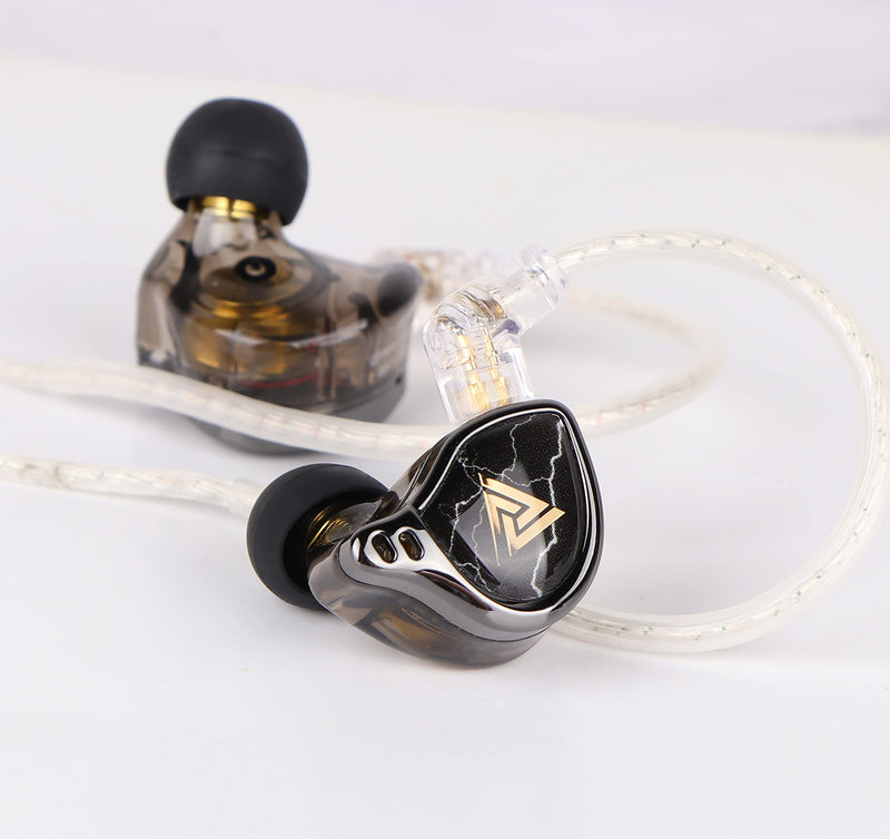 Linsoul QKZ x HBB 10mm Titanium-Coated Diaphragm HiFi in-ear Monitor Earphones with Semi-open Cavity, Detachable 2Pin Silver-plated Cable, Noise Canceling for Audiophile (Black, with Mic) Black