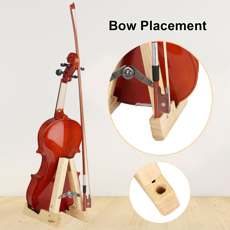 [AUSTRALIA] - Mr.Power Oak Violin Stand with bow holder, Wood Soprano Ukulele Floor Stand, Portable A-Frame Folding Music Holder for Viola Small Guitar Musical Instrument, for Concert Home Studio Exhibition 
