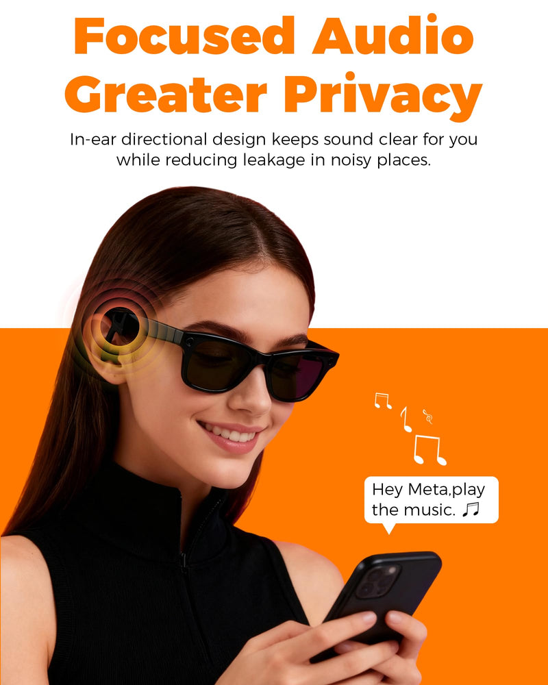 Wearable Battery Pack Charger + Privacy Audio Ear Tips Compatible with Ray-Ban & Oakley Meta Smart Glasses Gen 1 & Gen 2, Ultra-Light Mini Power Bank with Sound-Directing Ear Tip Attachments for Wayfa