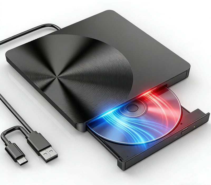 [AUSTRALIA] - Portable External CD/DVD Drive, USB 3.0 & USB C CD Burner +/-RW RW Burner CD ROM Reader Writer Disk Duplicator Optical Drive for Laptop Desktop PC Windows 11/10/8/7 Apple Mac Pro MacBook Mac Linux 