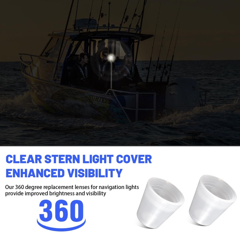 [AUSTRALIA] - 91017B7 Replacement Boat Stern Light Cover Lens Cap Compatible with Attwood Boat Anchor Light Cover, fit All-Round Light Screw-On Replacement Globe, Navigation Light Accessory Rear Boat Light Cover -2 