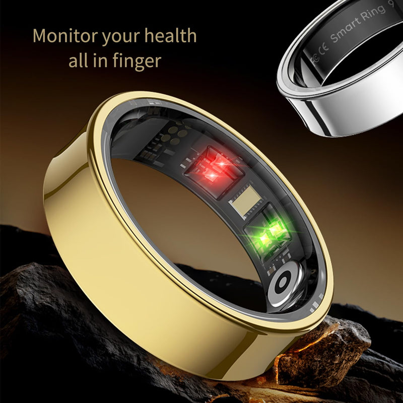 Smart Ring for Women & Men - Sleep Tracker with SPO₂/HRV Monitoring, 5ATM Waterproof, No Subscription Fee, 7-Day Battery iOS Android (13 Sizes, Rose Gold) 13