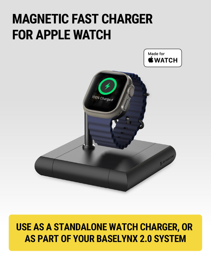 Scosche BL2AW BaseLynx 2.0, Magnetic wireless Charging Stand for Apple Watch, Fast Smart Watch Charger Docking Station Compatible with Apple Watch 2, 3, 4, 5, 6, 7, 8, 9, 10, SE, Ultra, Ultra 2, Black