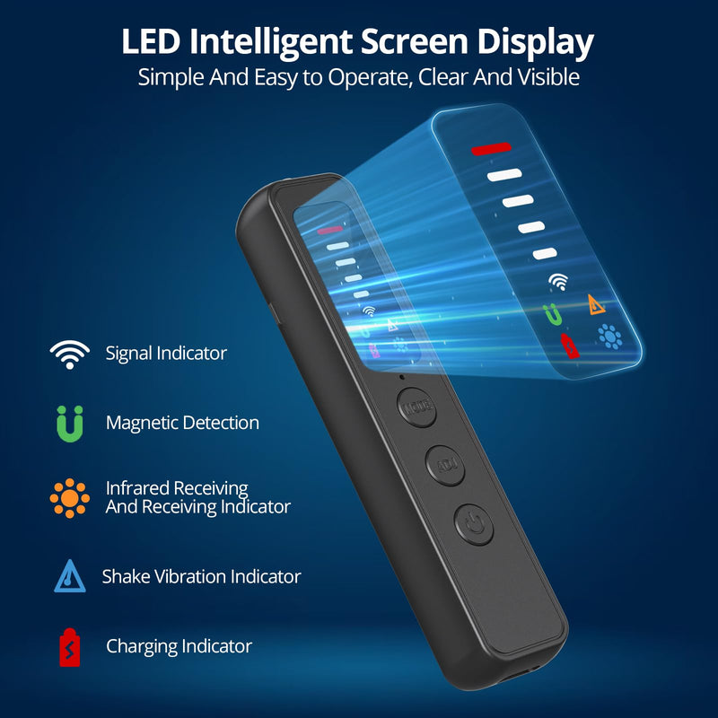 AI 7-in-1 Hidden Camera Detectors, RF Signal Scanner with 6 Detection Modes | Anti-Spy Camera Finder, GPS Tracker & Bug Detector for Hotels, Dressing Rooms, Bathrooms, Cars & Travel Security (Black) Black