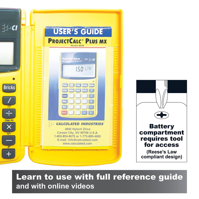 Calculated Industries 8528 ProjectCalc Plus MX Metric DIY Calculator | Built-in UK DIY project material solutions, metric and imperial, yellow