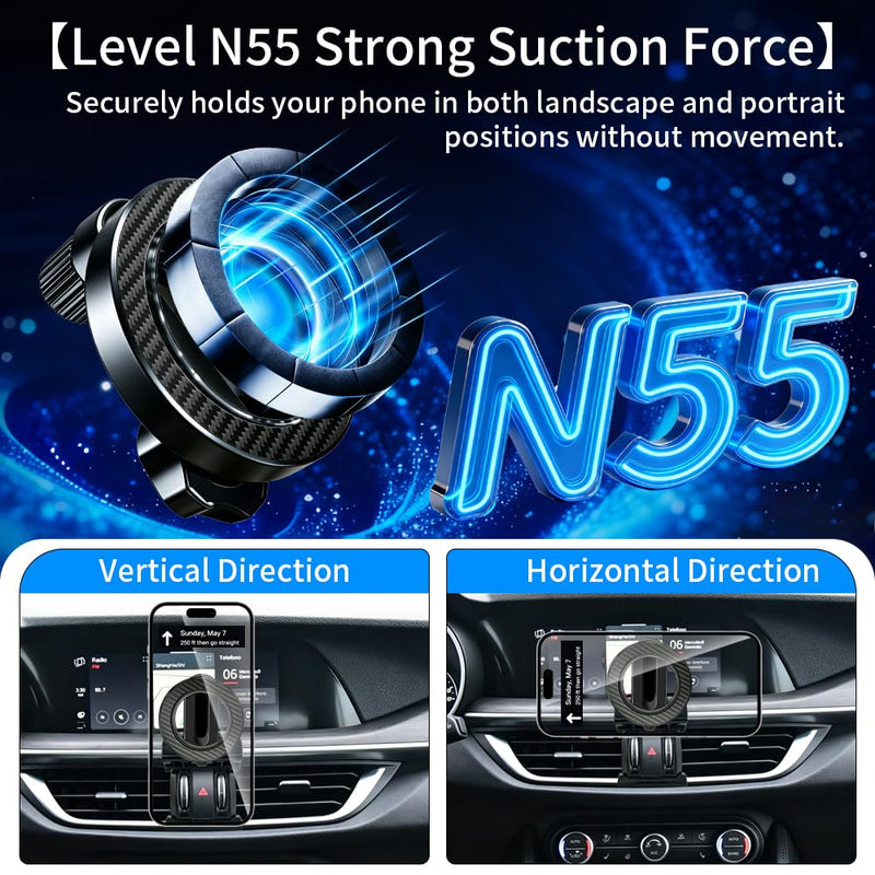 Car Phone Holder Mount for Alfa Romeo Stelvio 2018-2026 Accessories | Magnetic Cellphone Stand, Cell Phones Navigation Charging Screen Cradles,Double 360°Rotation,for Magsafe Magnet Accessory