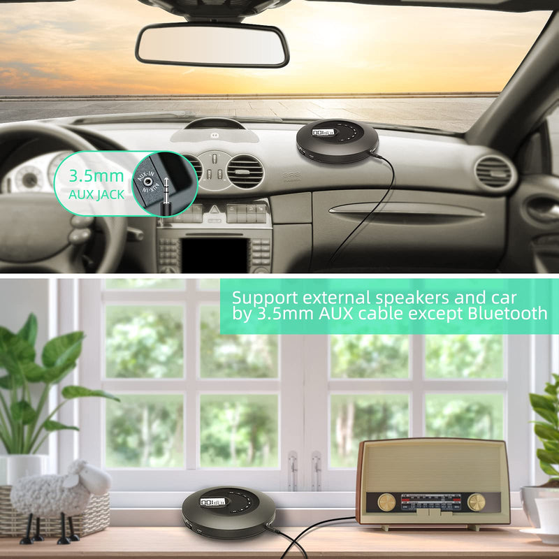 CD Player Portable, Rechargeable Portable CD Player for Car and Travel, Walkman CD Player with Headphone and Anti-Skip/Shockproof, Personal CD Player with LCD Display, AUX Cable, Backlight Black